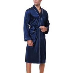 Bresdk Dressing Gown Men's Satin Kimono Robe Long Lightweight Bathrobe for Men