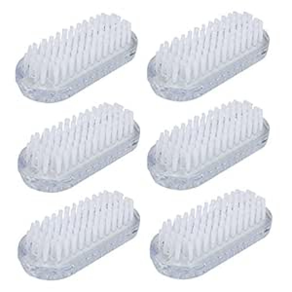 Andux Zone MJS-01 Double-Sided Nail Brush Hand Wash Brush Cleaning Brush Plastic (Transparent Pack of 6)