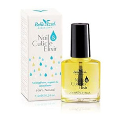 Belle Azul Nail Cuticle Elixir Nail & Cuticle Repair Oil with 100% Organic Oils, Regenerates and Promotes Growth, for Natural and Acrylic Nails, Vegan, 7.4 ml