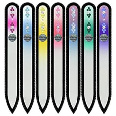 Mont Bleu Set of 6 + 1 Free Handmade Glass Nail Files Decorated by Hand Crystals from Swarovski - Real Tempered Glass