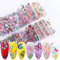 Missjelly 10 loksnes Butterfly nagu folijas pārsūtīšanas uzlīmes Ziedi tauriņi zvaigžņotās debesis nagu māksla DIY uzlīmes sievietēm, meitenes, dekorācijas manikīra dizains