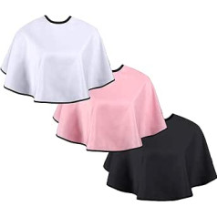 3 Pieces Makeup Capes for Customers, Makeup Bibs, Combable Beard Aprons, Hair Dye Aprons, Styling, Shampoo Cape, Hairdressing Salon, Short Smock for Hair, Beauty, Makeup Artist, Black, White and Pink