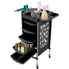 Ccauub 6 Tier Hairdressing Trolley, Salon Trolley Work Trolley with 5 Drawers and Multifunctional Platform, Spa Hairdressing Trolley with Universal Wheel for Stylist Hairdresser Hair Styling, 100 kg Load