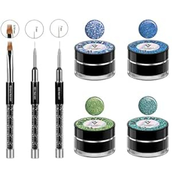 ‎Generic Victoria Vynn Nail Art Set: Glitter Gel for Decorations, Brilliant Gel, Ombre and Nail Art Brush - Perfect for Creative Nail Designs