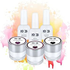 ‎Nd24 Naildesign ND24 NailDesign Premium Bundle Коллекция черных бархатных гелей для отмачивания Резиновая основа Верхнее покрытие и средство для снятия крем