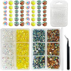 Clrdiva dažādi plakana aizmugures rhinestones nagiem grims Dārgakmeņi želejveida sveķu akmeņi bez labošanas plakanas aizmugures dimanti DIY krūzēm pudelēm krūzes (caurspīdīgas)