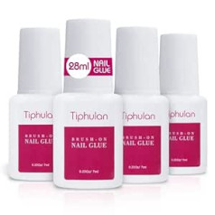 Tiphulan Brush on Nail Glue for Press on Nails - Nail Glue for Acrylic Nails, Quick & Strong False Nails Tip Glue, 4 Pieces Adhesive Super Nail Bond, Nail Glue Bulk for Fake Nails 7 ml / 0.23 oz