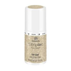 Alessandro Striplac Gold Glitter Top Coat - UV pārklājums izcilam spīdumam - Ātri žūstošs un aizsargājošs - Vegan and Cruelty Free - 8ml