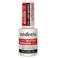 Andreia Nail Building Gel 3 Phase UV & LED Professional 3 in 1 nagu stiprināšanai vai pagarināšanai - zemas viskozitātes formulas pašbalansējošā pudele 14 ml krāsa