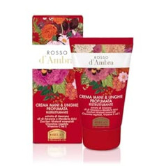 Helan , Rosso d'Ambra Hand and Nail Cream, Scented and Regenerating for Dry and Cracked Skin, Moisturising Cream with Vitamin C and Vitamin E Antioxidant and Repairing Sweet Almond Oil, 50 ml