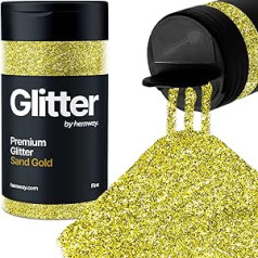 Hemway Sand Gold Glitter Fine, 130 g/4,6 oz, pulveris, metāliski sveķi, amatniecības mirdzoši pārslu vizuļi epoksīda tvertnēm, matu sejas un ķermeņa acu nagu mākslas festivāls, DIY ballīšu dekorācijas krāsas