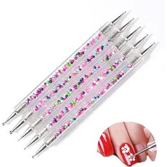 ‎Generic Nail Dot Point Dotting Pen UV gēla krāsošanai 2 virzienu salonu dekorācijas manikīra rīku komplekts 5 gabali pulēšanas griešanas rīks sievietēm