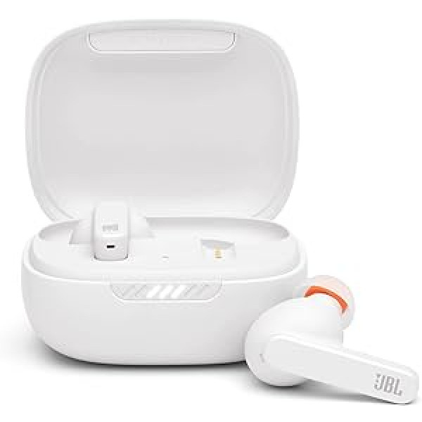 JBL Live Pro+ TWS — bezvadu ausīs ievietojamas austiņas ar trokšņu slāpēšanu baltā krāsā — akumulatora darbības laiks līdz 28 stundām — iekļauta uzlādes kaste