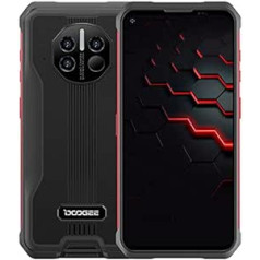 5G Outdoor Smartphone without Contract DOOGEE V10, 8500 mAh Battery, Infrared Forehead Thermometer, 6.39 Inch Android 11 IP68 Shockproof Smartphone, 48MP Triple Camera, Wireless Charging, 8GB + 128GB Dual SIM Red