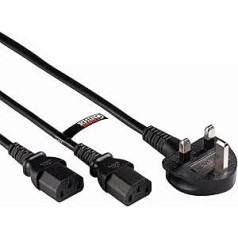 2m 2 Metre Moulded 3 pin 10A IEC C13 UK Double Mains Kettle Monitor Computer Power Cable Lead