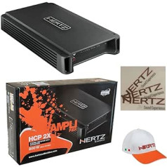 Hertz HCP stereo pastiprinātājs 2X HCP2X 2 kanālu klase no 2 x 200 W RMS 800 W Max Bass Boost Car + vāciņš un 3 uzlīmes, 1 iepakojums