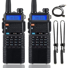 BF5RUV Talkie Walkie Dual Band VHF/UHF 144-146/430-440MHz Long Range Two Way Radio for Adults with 3800 mAh Battery, High Gain Long Antenna and One Cable (Pack of 2)