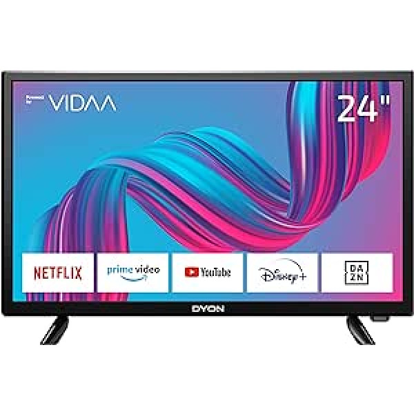 Dyon Movie Smart 24 VX TV, 24 collas (61 cm), HD Smart TV, HD trīskāršais uztvērējs (DVB-C/-S2/-T2), App Store, Prime Video, Netflix, YouTube, DAZN, Disney+ (2023. gada modelis)