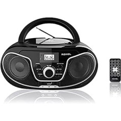 Roxel RCD-S70BT pārnēsājams Boombox CD atskaņotājs ar Bluetooth, tālvadības pults, FM radio, USB MP3 atskaņošana, 3,5 mm AUX ieeja, austiņu ligzda, LED displejs (melns)