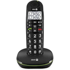 Doro PhoneEasy 110 DECT Senior Schnurlostelefon, große Schrift und große Zahlen, optische Anrufsignalisierung, Freisprechfunktin, lauter Rufton, Kurwahltasten, Hörgerätekompatibel schwarz