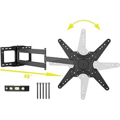 WHYFONE televizora sienas stiprinājums ar 1219 mm garu, 90° pagriežamu sienas stiprinājumu televizoram, grozāms, noliecams, pilnībā pārvietojams televizora stiprinājums 26–60 collu televizoriem un monitoriem līdz 50 kg VESA 400 x 400 mm