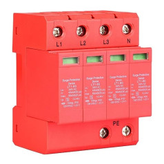 4P House Surge Protection Low Voltage Arrester 40KA Surge Arrester DIN Rail for Thunder Protection, Three-Phase Four Wire (4P40KA)