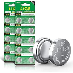 LiCB 20 x LR1130 AG10 1,5 V sārma pulksteņa elementu baterijas