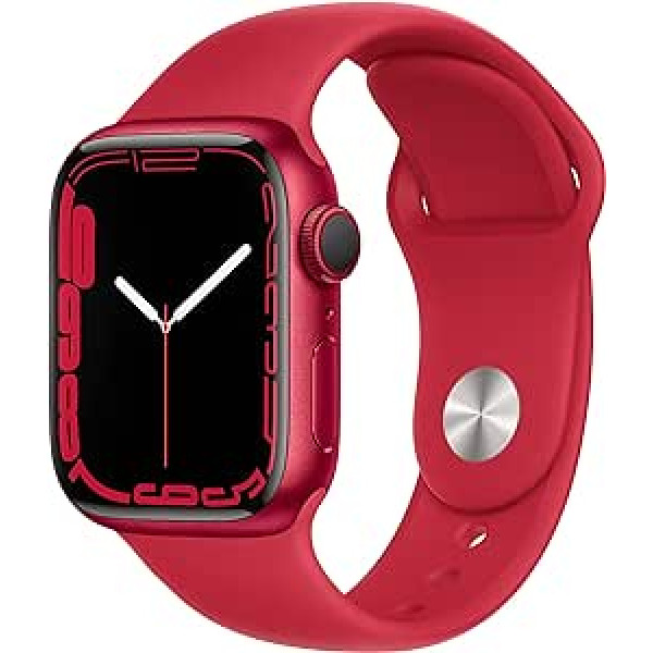 Apple Watch Series 7 (GPS, 41 mm) — sarkans alumīnija korpuss ar sarkanu sporta siksnu (atjaunots)