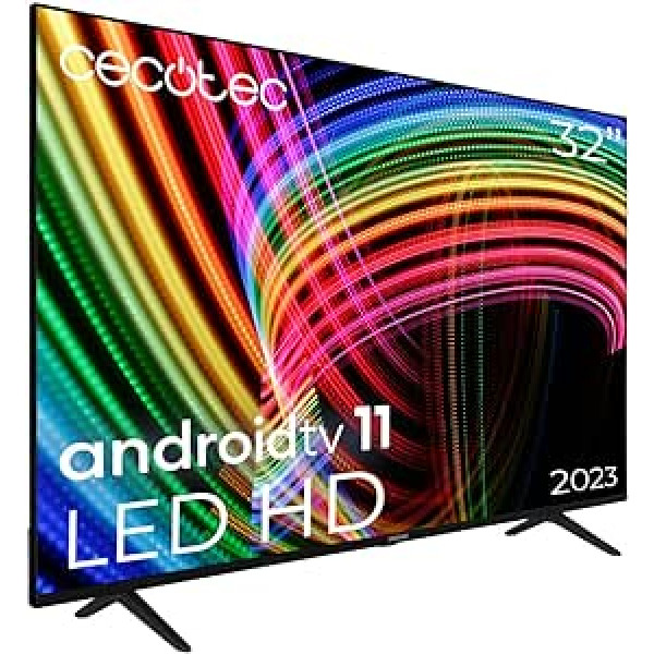 Cecotec Fernseher LED 32 collu Smart TV A3 Series ALH30032. Betriebssystem Android TV 11, Google Voice Assitant un Chromecast, System Dolby Audio,