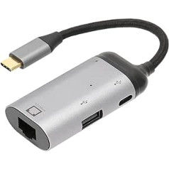 USB-C uz Ethernet adapteris, Type-C uz RJ45/65W PD/Type-C/USB2.0 Gigabit Ethernet 10/100/1000Mbps LAN tīkla adapteris MacBook Pro Air 2019/2018/2017 utt.