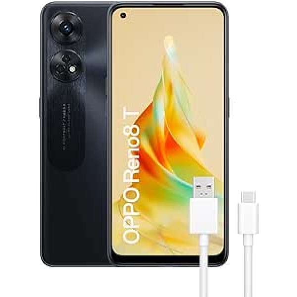 Oppo Reno8T viedtālrunis 8GB+128GB kamera ar 100MP + 2MP mikroskopa kameru Android akumulators 5000mAh Ātrā uzlāde 33W melns