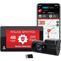 Cobra Smart Dashcam automašīnas kamera + aizmugurējā kamera QHD+ Video 1600P izšķirtspēja, balss vadība, iebūvēts WiFi un GPS, 16 GB SD karte, 3 collu displejs, koplietojami trauksmes signāli, ārkārtas MayDay, lietotne Drive Smarter