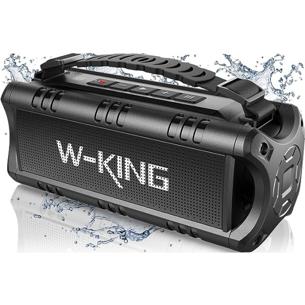 W-King 30 W Bluetooth skaļrunis, pārnēsājama mūzikas kaste, 5000 mAh akumulators, 24 stundu akumulatora darbības laiks, ūdensizturīgs Bluetooth skaļruņu kaste ar basu, TWS, NFC, TF karte, USB zibatmiņa