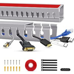 Cable Trunking Raceway Kit, Open Slot Cable Duct for TV Cable, Cable Concealer Cable Tray Cable Management Tunnel Under Desk (2 Pack)