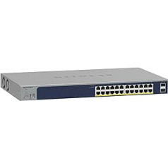 NETGEAR PoE slēdzis 24 portu (GS724TP V3), Gigabit PoE+ viedais pārvaldītais slēdzis 19 collas, 24 x PoE+ 190 W, 2 x 1G-SFP, montāža uz darbvirsmas vai plaukta, ProSAFE mūža garantija