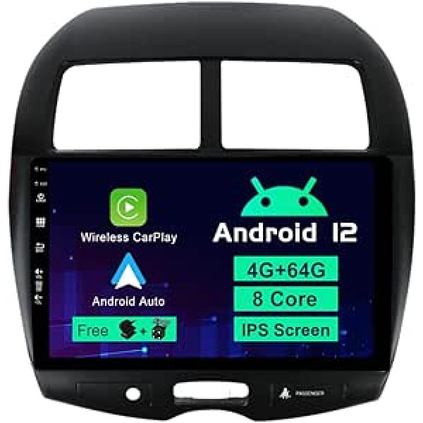 SXAUTO Android 12 IPS automašīnas radio, kas piemērots Mitsubishi ASX (2010-2019) - Iebūvēts bezvadu Carplay/Android Car/DSP - Kamera + MIC - 4G + 64G - DAB WiFi 360-Kamera AHD Stūres vadība - 2 DIN