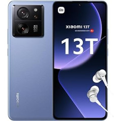 Xiaomi 13T viedtālrunis + austiņas, 8 + 256 GB mobilais tālrunis bez līguma, 144 Hz AMOLED displejs, 5000 mAh, 67 W turbokompresors, Leica Professional objektīvs, Alpine Blue