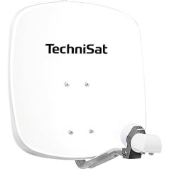 TechniSat DIGIDISH 45 - Satelliten-Schüssel für 2 Teilnehmer (45 cm kleine Sat Anlage - inkl. Wandhalterung, An-Rohr-Fitting zur Montage am Mast (30-63 mm) und Universal Twin-LNB) weiß