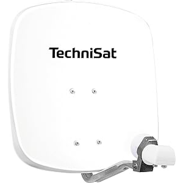 TechniSat DIGIDISH 45 - Satelliten-Schüssel für 2 Teilnehmer (45 cm kleine Sat Anlage - inkl. Wandhalterung, An-Rohr-Fitting zur Montage am Mast (30-63 mm) un Universal Twin-LNB) weiß