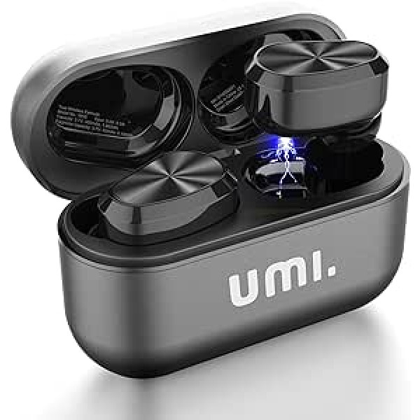 Umi Headphones W5s Bluetooth 5.2-IPX7 bezvadu in-ear austiņas iPhone Samsung, Huawei ar patentētu inteliģento metāla uzlādes korpusu (melns)