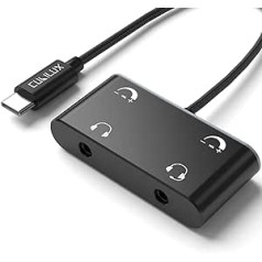 Cubilux USB C austiņu sadalītājs ar skaļuma regulēšanu, C tipa audio sadalītājs 2 austiņām iPad 10 iPad Pro/Air 5 4/Mini 6, Samsung S23/S22/S21/S20 Tab S8/S7/S6, Pixel 7/6 Pro