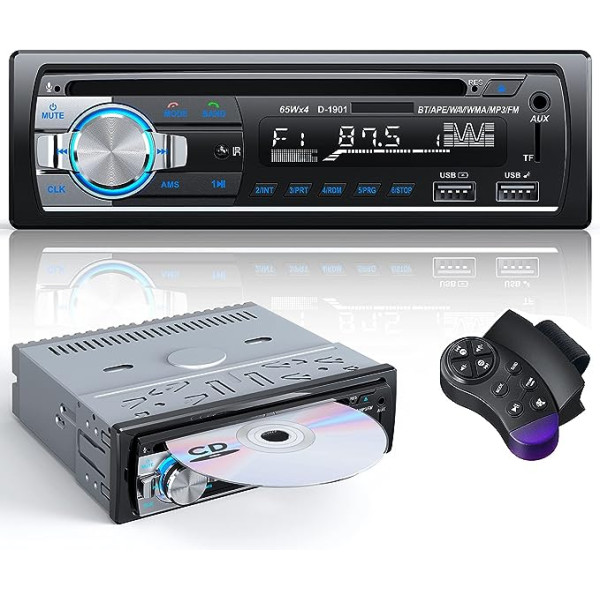 CENXINY automašīnas radio ar CD Bluetooth, RDS automašīnas radio ar Bluetooth brīvroku komplektu, 1 DIN automašīnas radio, MP3 atskaņotājs/FM radio, 2 USB pieslēgvietas mūzikas atskaņošanai un uzlādēšanai (ar CD atskaņotāju)