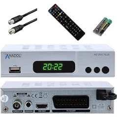 Anadol HD 202c Plus PVR ierakstīšanas funkcija Timeshift, digitālais Full HD 1080p kabeļa uztvērējs digitālajai kabeļtelevīzijai (HDTV, DVB-C / C2, HDMI, SCART, multivides atskaņotājs, USB 2.0)