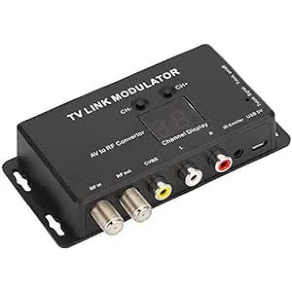 PUSOKEI UHF modulators, AV uz RF pārveidotājs, IR paplašinātājs ar kanālu displeju, UHF TV LINK modulators, PAL, USB5V @400mA saderīgs televizora pierīce un citi A/V avoti