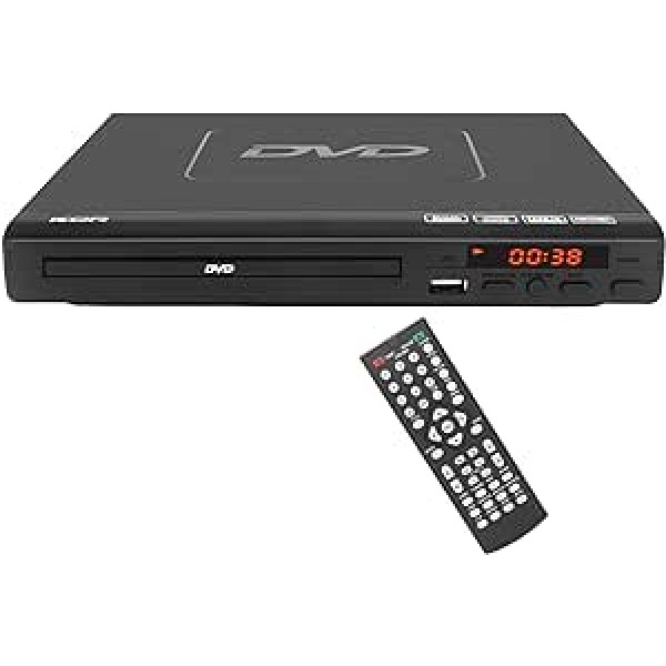 DVD Player 225mm Wide Region Free for Regions 1-6 HDMI Output USB Remote Control Divx (No Blue-Ray) Black