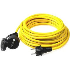 as - Schwabe extension cable 15 m - 220-230 V, 16 A Schuko / Euro plug - Power extension cable for construction site and garden - Extension for outdoor use - IP44 - Made in Germany - Yellow I 60353