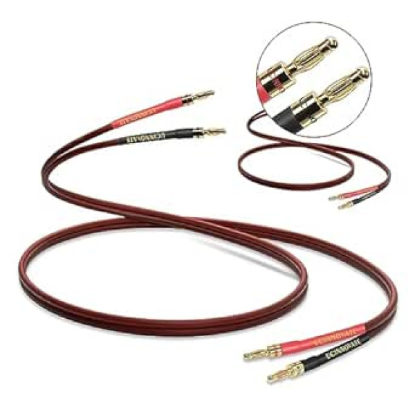 WOWLED OFC skaļruņa kabelis ar apzeltītiem banānu spraudņiem, 2 pack 9,8 ft/3m 14AWG HiFi banānu spraudņa skaļruņa kabelis, mājas kinozāles skaļruņa kabelis mājas audio ierīcēm, pastiprinātājs, vecais skaļrunis