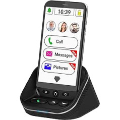 Amplicomms M50 Big Button mobilie tālruņi senioriem — vienkāršs mobilais tālrunis ar uzlādes staciju — mobilais tālrunis ar lielu ekrānu