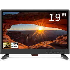 ZOSHING TV 19 collu televizors, IPS HD 1080p televizora ekrāns, televizors ar digitālo uztvērēju T2 Freeview, mazs televizors ar HDMI, USB, RCA, VGA ieeja, maiņstrāvas/12 V automašīnas kabelis, guļamistabai, dzīvojamai piekabei