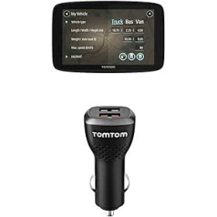 TomTom GO Professional 620 kravas automašīnas navigācijas ierīce (atjauninājumi, izmantojot Wi-Fi, 6 collas, viedtālruņa paziņojumi) + Dual USB automašīnas ātrā lādētājs (piemērots visām TomTom satelīta ierīcēm)